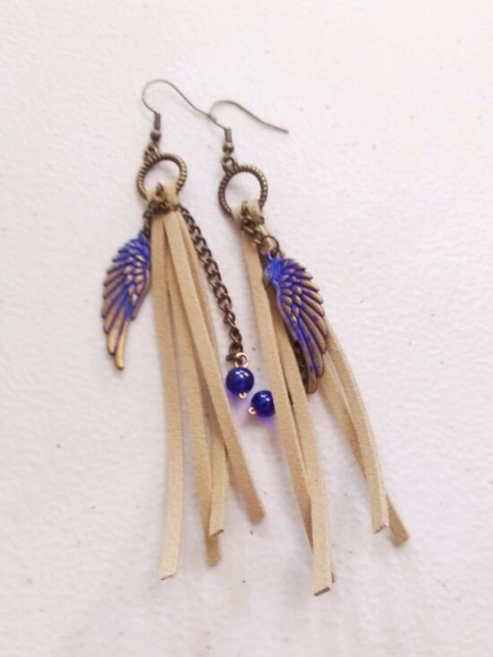 Raptor - Bird of Prey - Faux Suede - Extra Long Boho Shoulder Duster Earrings